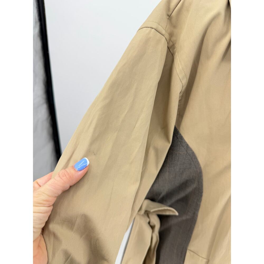 FRAY I.D Double Breasted Trench Coat Oversized Mix Pattern Japanese Minimalism S - Picture 11 of 16